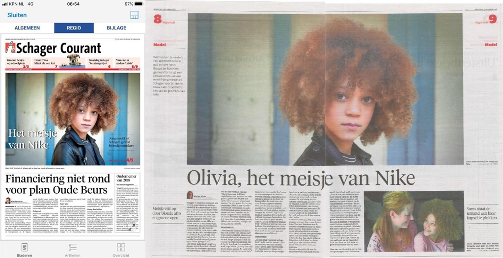 krant Hilde van der sterren portretten nike Olivia model